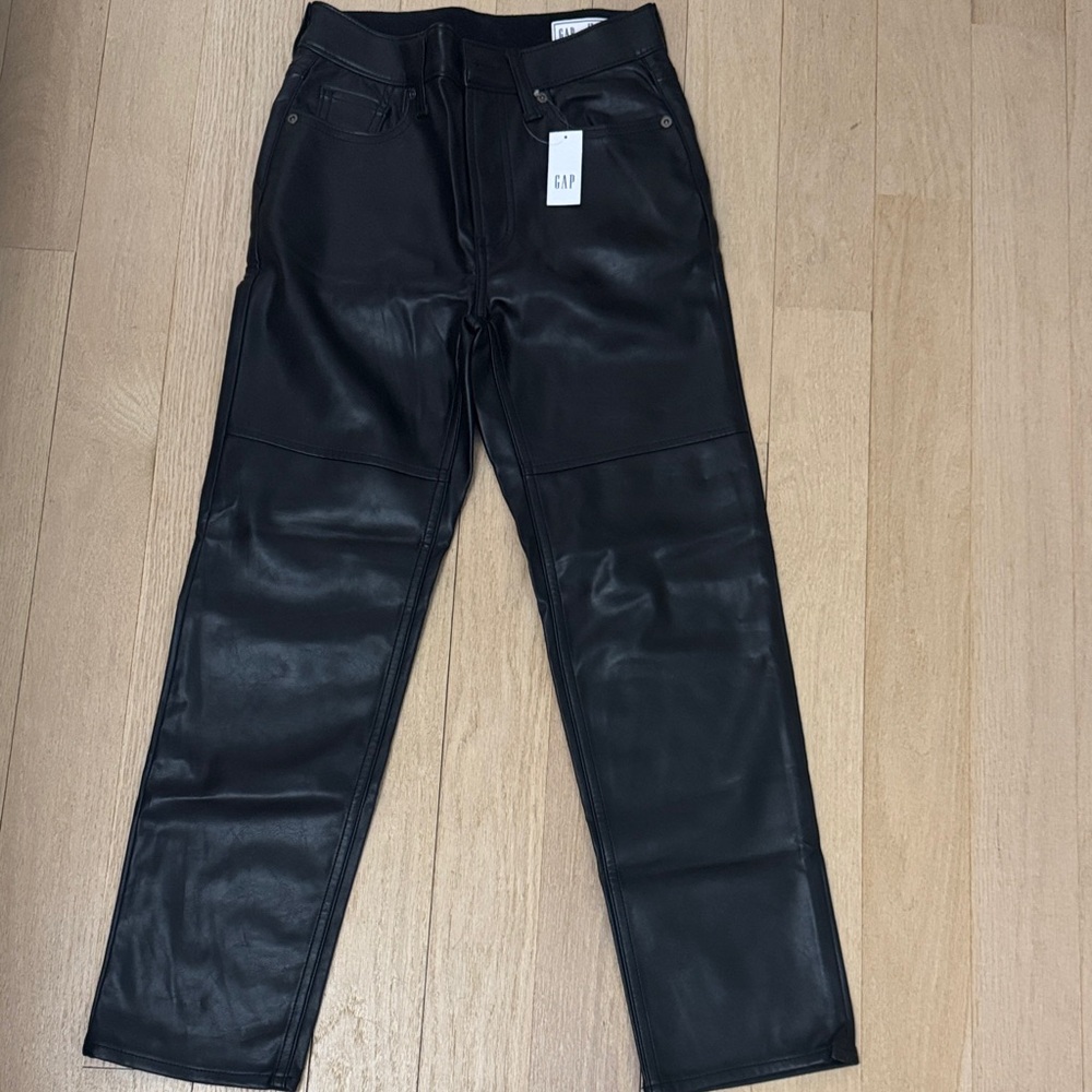 GAP Sleek Black Leather Look Trousers